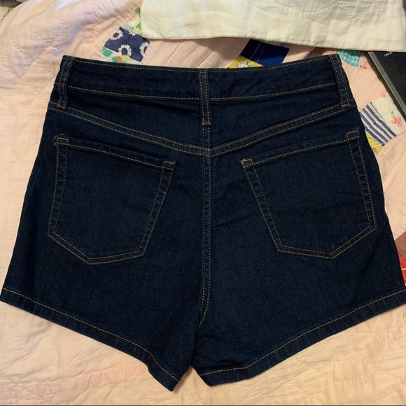 COPY - Dark Wash High Waisted Jean Shorts - Picture 3 of 3
